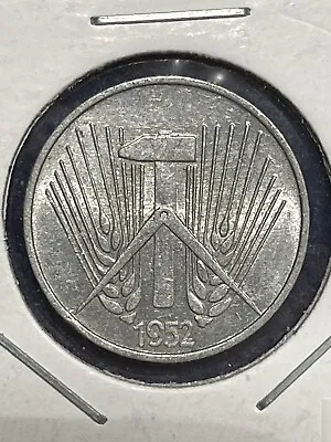 1952 A 1  Pfennig Coin From Democratic Republic Of (East) Germany Mid Grade • $2.95