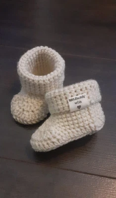 £4.49 • Buy Crochet Baby Booties 0-3 Months Handmade Beige