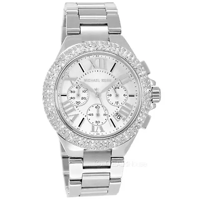 Michael Kors Womens Camille Chronograph Glitz Watch White Dial Stainless Steel • $119.80