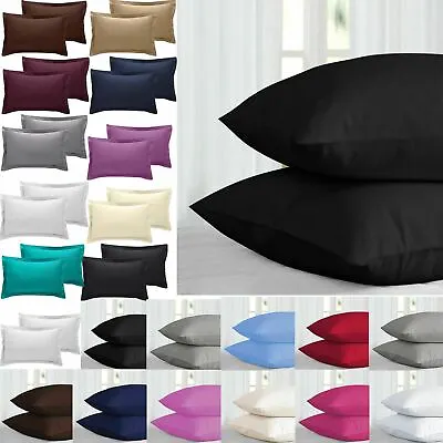 New 200 Thread Count 100% Egyptian Cotton Bed Pillow Case Pair Pillowcase Cover • £5.95