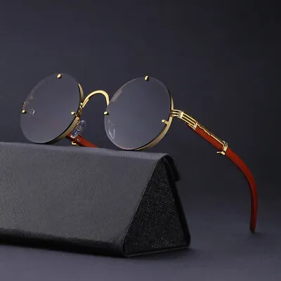 Vintage Retro Round Steampunk Sunglasses Mens Women Luxury Rimless Shade Glasses • $9.99