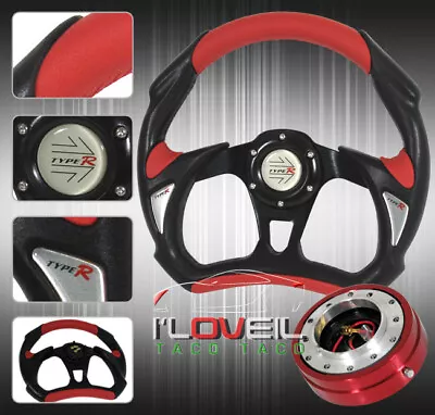 320mm Sport Steering Wheel + 1.5  Red Quick Releaser Adapter & Jdm Button • $48.99