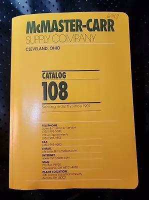 McMaster-Carr Supply Company Catalog 108 Paperback Cleveland Ohio Edition 2002 • $26.99