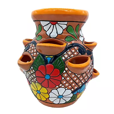 Terracotta Strawberry Planter Mexican Clay Pottery Talavera Flower Pot Large 14  • $129