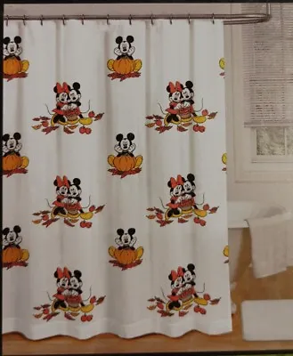 $42.24 • Buy Disney Mickey Mouse & Minnie Autumn Fall Pumpkin Harvest Fabric Shower Curtain