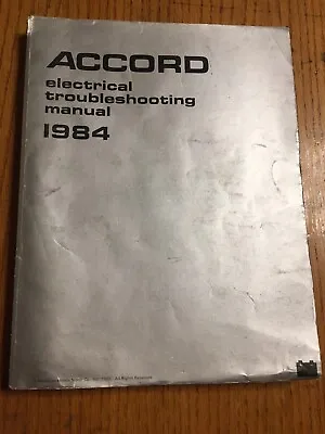 Honda Accord 1984 OEM Wiring Diagrams Tune-up Shop Service Repair Manual Book • $29.99