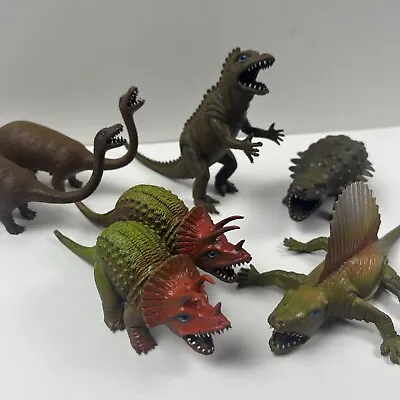 Vintage Lot Of 7 ~ AAA Toy Dinosaurs ~ Godzilla Vinyl Plastic Hong Kong Figures • $35.57