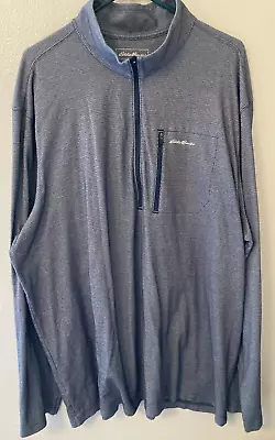 Eddie Bauer Pullover Men's T3XL Blue Travex 1/4 Zip Long Sleeve Travel Casual • $18.95