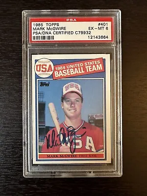 Mark McGwire 1985 TOPPS #401 AUTO Signed PSA GRADE 6 DNA AUTH #12143664 RC Card • $150