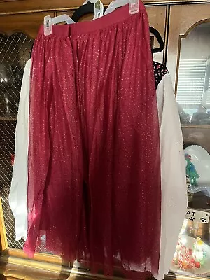 Matilda Jane Clothing Women's Size 2XL Maroon Gold Sparkle Tulle Skirt • $19