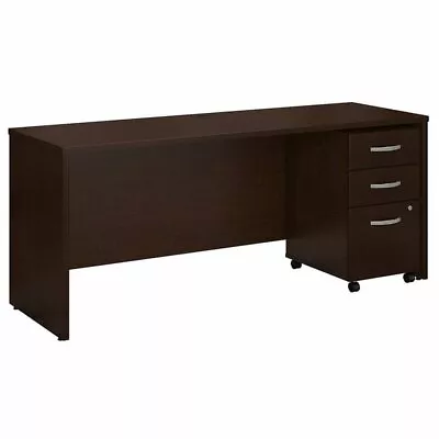 Bush BBF Series C 72  Credenza Desk With Pedestal In Auburn Maple • $525.25