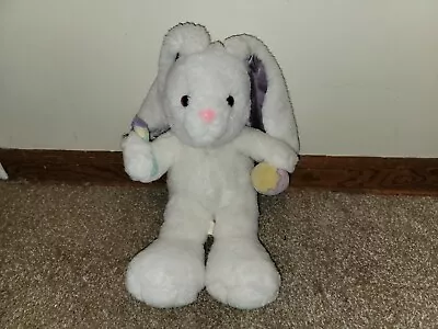Vintage Plush Bunny Rabbit Stuffed Animal Musical Printing Easter Eggs • $14