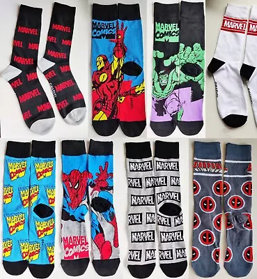 MARVEL Socks 1 Pair Size 7-12 Adult Unisex Deadpool Ironman Spiderman Halk • £4.99