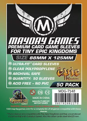 MDG7148 Mayday - Premium Tiny Epic Kingdoms Sleeves (50ct) - 88mmX125mm • £8.67