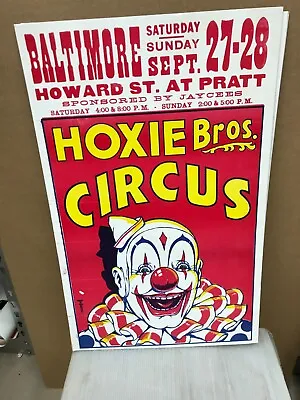 $9.77 • Buy Vintage Hoxie Bros. Circus Poster  14 X22  Laughing Clown Baltimore, Md Dated
