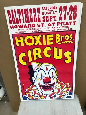 $9.77 • Buy Vintage Hoxie Bros. Circus Poster  14 X22  Laughing Clown Baltimore, Md Dated