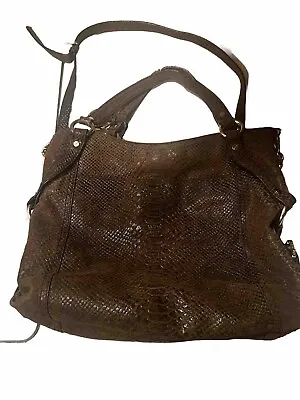 Michael Kors Tristan Python Brown Leather Shoulder Bag • $30