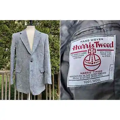 Size 44R Harris Tweed Herringbone Sport Coat Blazer Jacket Made In England • $79.99