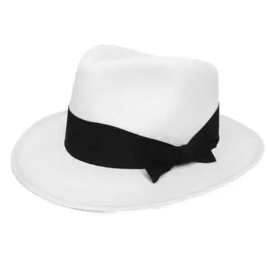 £7.99 • Buy Dlx White Gangster Hat 1920s Fancy Dress Trilby Al Capone Costume 55cm 58cm 60cm