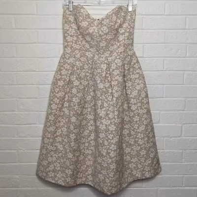 Shoshanna Corset Bodice Strapless Tea Length Floral Dress Size 8 • $75