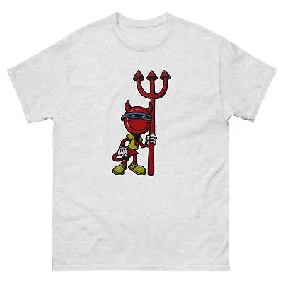 Red Devil Would Industries Skate Cartoon Pitchfork T Shirt Design  • $22