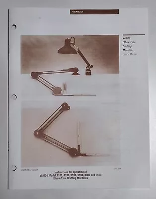 Vemco Elbow Type 3300 3500 Drafting Machine User's Manual • $18