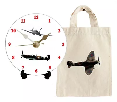 DIY 12cm Clock KIT Of Spitfire In Small Canvas Gift Bag With A Spitfire Motif • £19.50