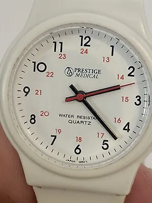 Vintage Prestige Medical White Watch/ Band- Water Resistant New Battery Read • $12.80