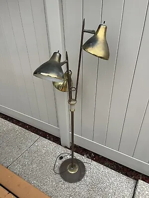 Vintage Mid Century Modern Floor Lamp Adjustable 3 Light Atomic Lightolier Pole • $149.97