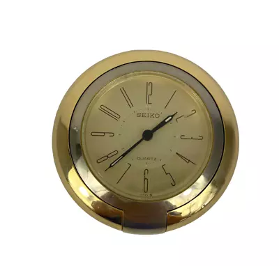 Seiko Vintage Gold Tone Travel Alarm Clock 3  Hinged For Display On The Road • $17.99