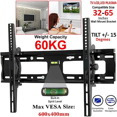 TV Wall Bracket Mount Tilt Slim For 32 35 40 45 50 55 60 65 Inch LCD LED Plasma • £18.90