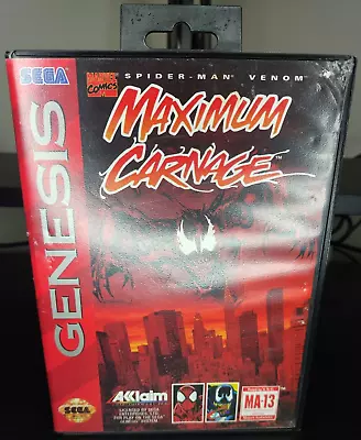 Maximum Carnage NO BOOKLET (Sega Genesis) AUTHENTIC TESTED WORKING FREE SHIPPING • $54.99