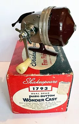 RARE 1962 Shakespeare Model 1793 Wondercast Spin Cast Reel In Box With Papers • $9.99