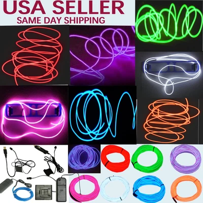 Neon LED Light Glow EL Wire String Strip Rope Tube Decor Car Party + Controller • $7.82