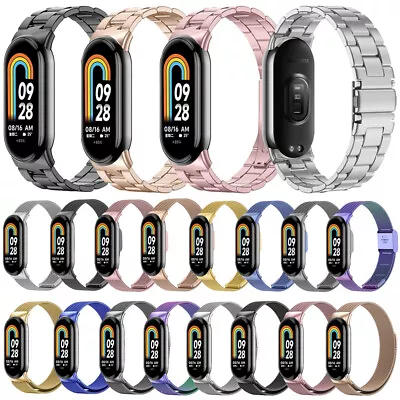 For Xiaomi Mi Band 8 Milanese Stainless Steel Link Band Strap Bracelet Wristband • $13.36