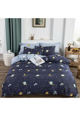$39.01 • Buy Twin Duvet Cover, Flat Sheet, & Pillowcase Blue Moon Stars Planets 60 X 80 New