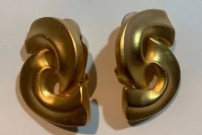 Vintage Anne Klein Brush Gold Tone Clip On  Earrings • $9.99