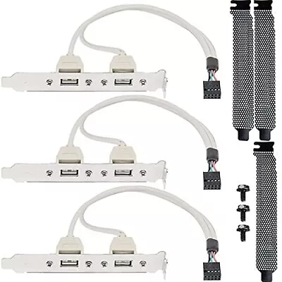 3 Pack 2 Port USB 2.0 Rear Panel Expansion Bracket To 9 Pin Motherboard  • $19.46