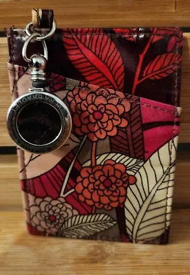 Vera Bradley Retractable Badge/ID Holder In  Mocha Rouge  • $13.99