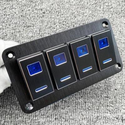 $24.99 • Buy 4 Gang Blue Rocker Switch Panel Circuit Breaker LED Metal Car Marine Boat