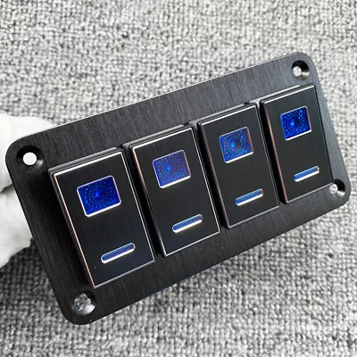 4 Gang Blue Rocker Switch Panel Circuit Breaker LED Metal Car Marine Boat • $24.99