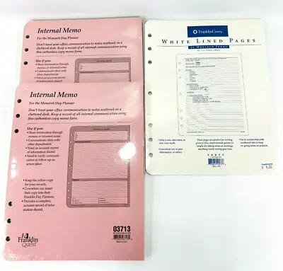 Memo 3 REFILLS  For Day Planner & Lined Pages Franklin Covey/Quest NOS • $14