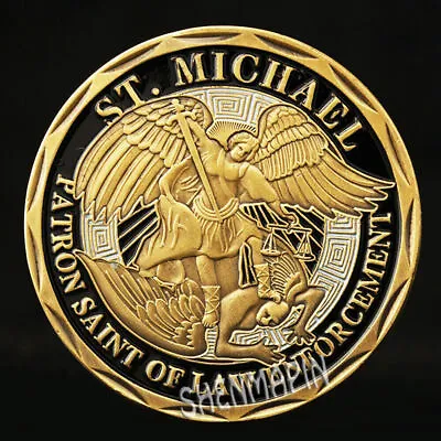 Enforcement Collectibles Patron Sain Of Law Gold Michael Challenge Coin Law • £3.35