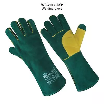 Leather Welding Heat Resistant Work Gloves Safety Gauntlets TIG BBQ MIG ASK-2014 • £12.95