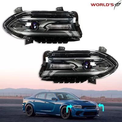 Pair For 2015-2020 Dodge Charger Headlight Halogen W/ LED DRL Black Housing L+R • $198.99