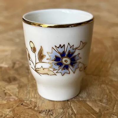 Vintage 1999 Zsolnay Hand Painted Blue & Gold Egg Cup 5cm Hungary • $9.62