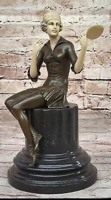 Mid Century Bronze Metal Sculpture Statue Female Woman Model Woman • $399