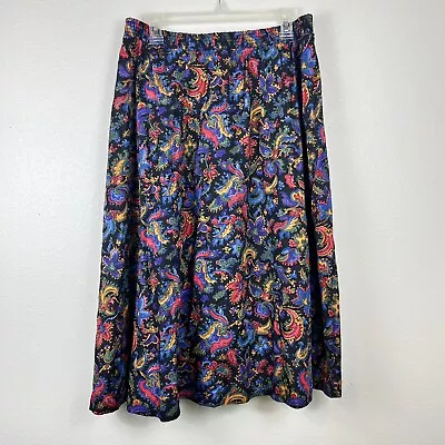 Vintage 90’s California Connection Multicolor Paisley Midi Circle Skirt Size 22 • $51.34
