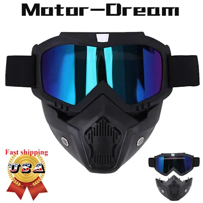 Motorcycle Detachable Face Mask Goggles Motocross Dirt Bike Off-Road Eyewear ATV • $22.77
