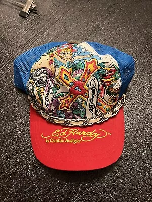 Ed Hardy By Christian Audigier Tattoo Embroided Designer Trucker Hat Y2K • £50.10